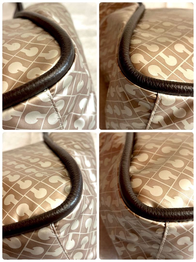 ゲラルディーニトートバッグソフティPVCレザーベージュブラウンダークブラウン