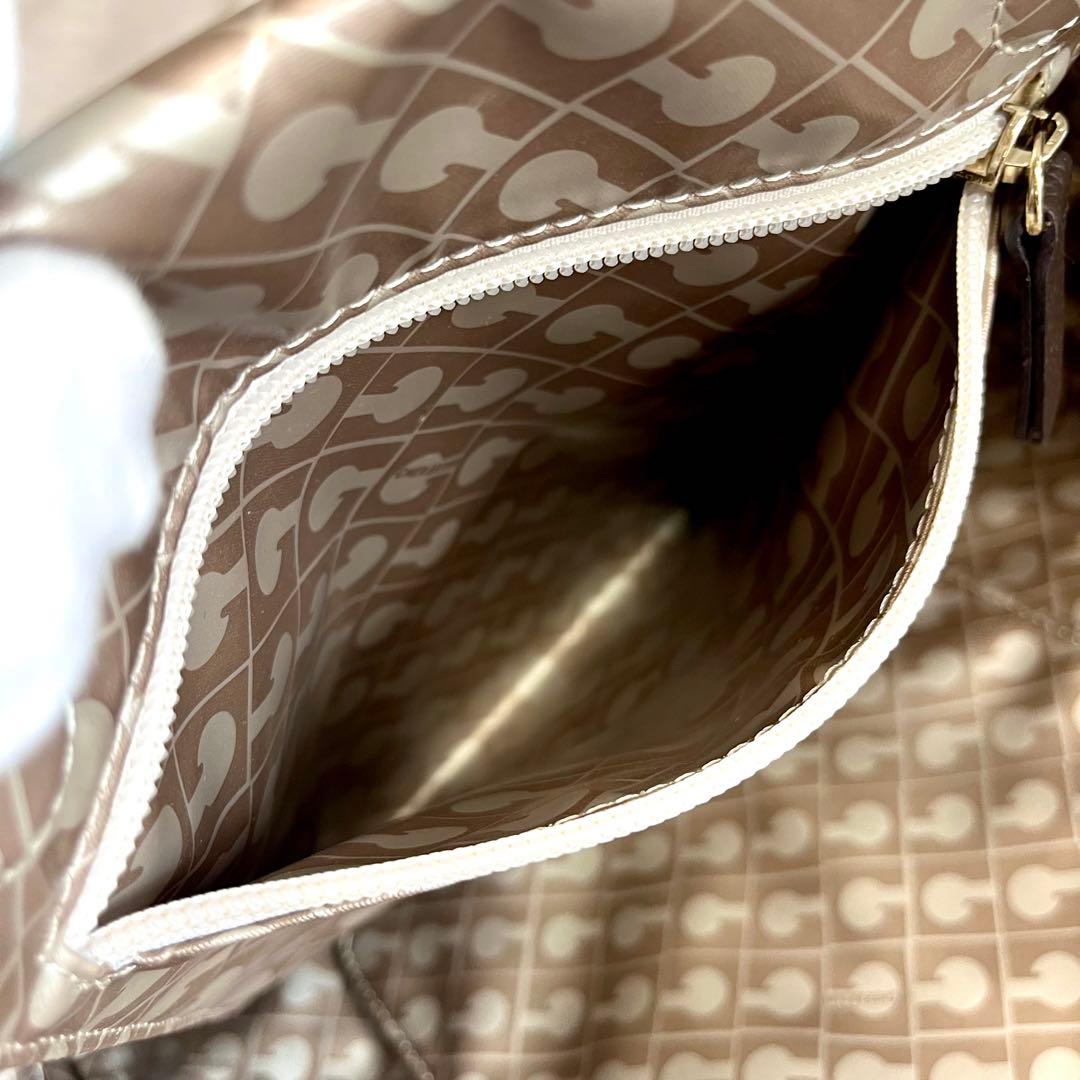 ゲラルディーニトートバッグソフティPVCレザーベージュブラウンダークブラウン