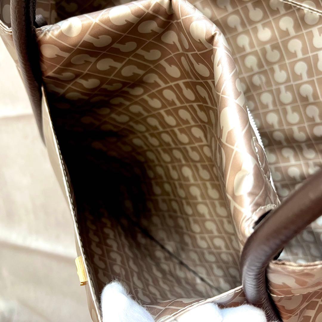 ゲラルディーニトートバッグソフティPVCレザーベージュブラウンダークブラウン