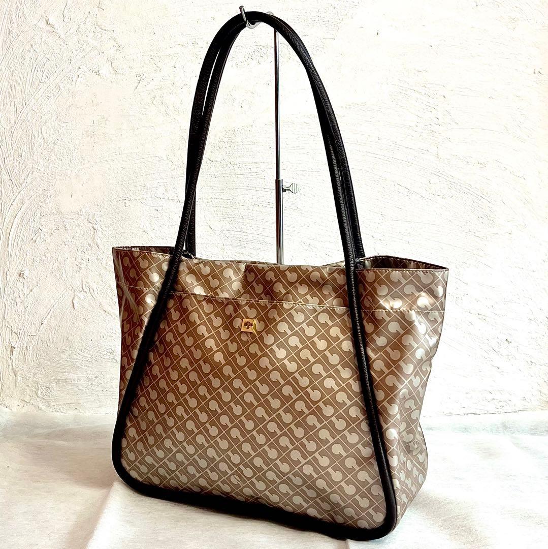 ゲラルディーニトートバッグソフティPVCレザーベージュブラウンダークブラウン