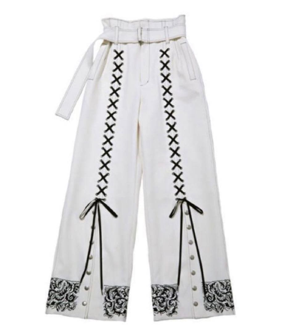 rurumu: lace up emb PT ホワイト