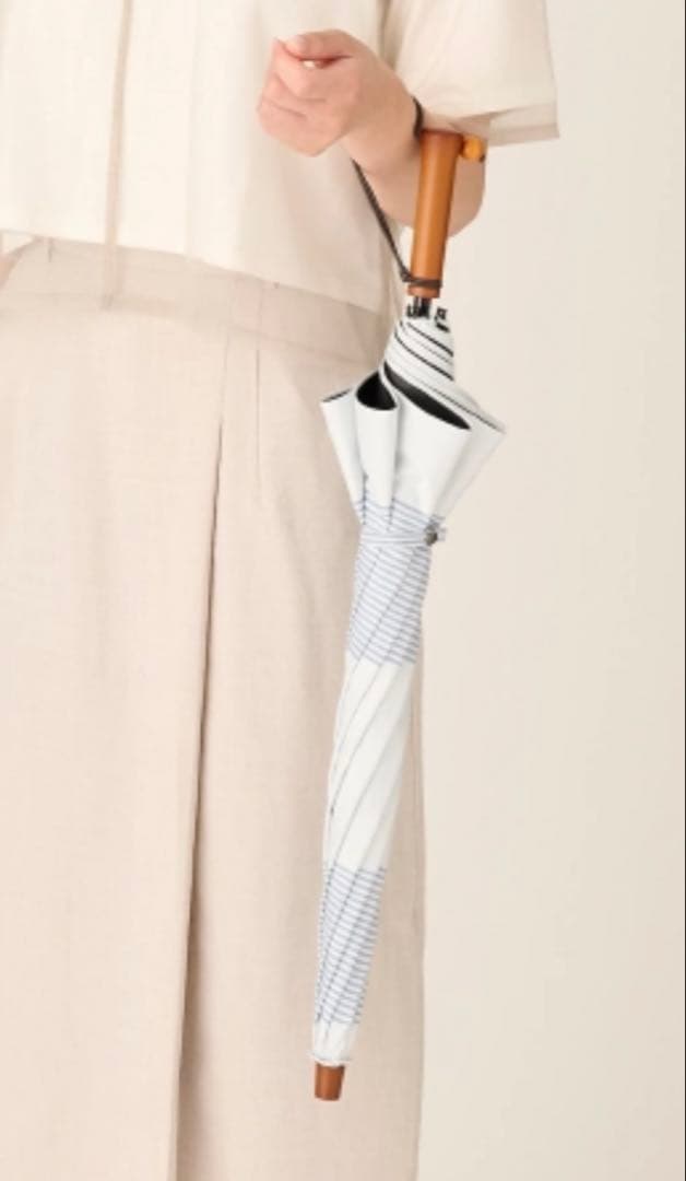 【サンバリア100 】2段折り日傘/ボーダー ブルー