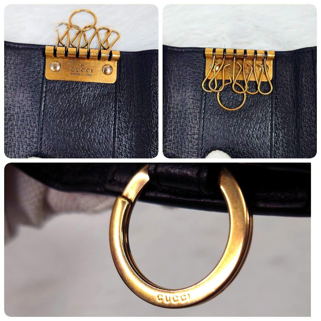 【美品】グッチ キーケース 6連 GG マーモント レザー ゴールド金具 ロゴ