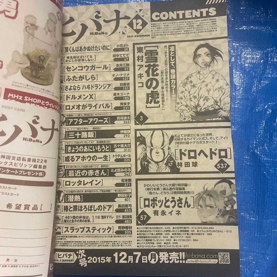 月刊ヒバナ 2015年12月号 ドロヘドロ掲載 青年雑誌 月刊IKKI イッキ