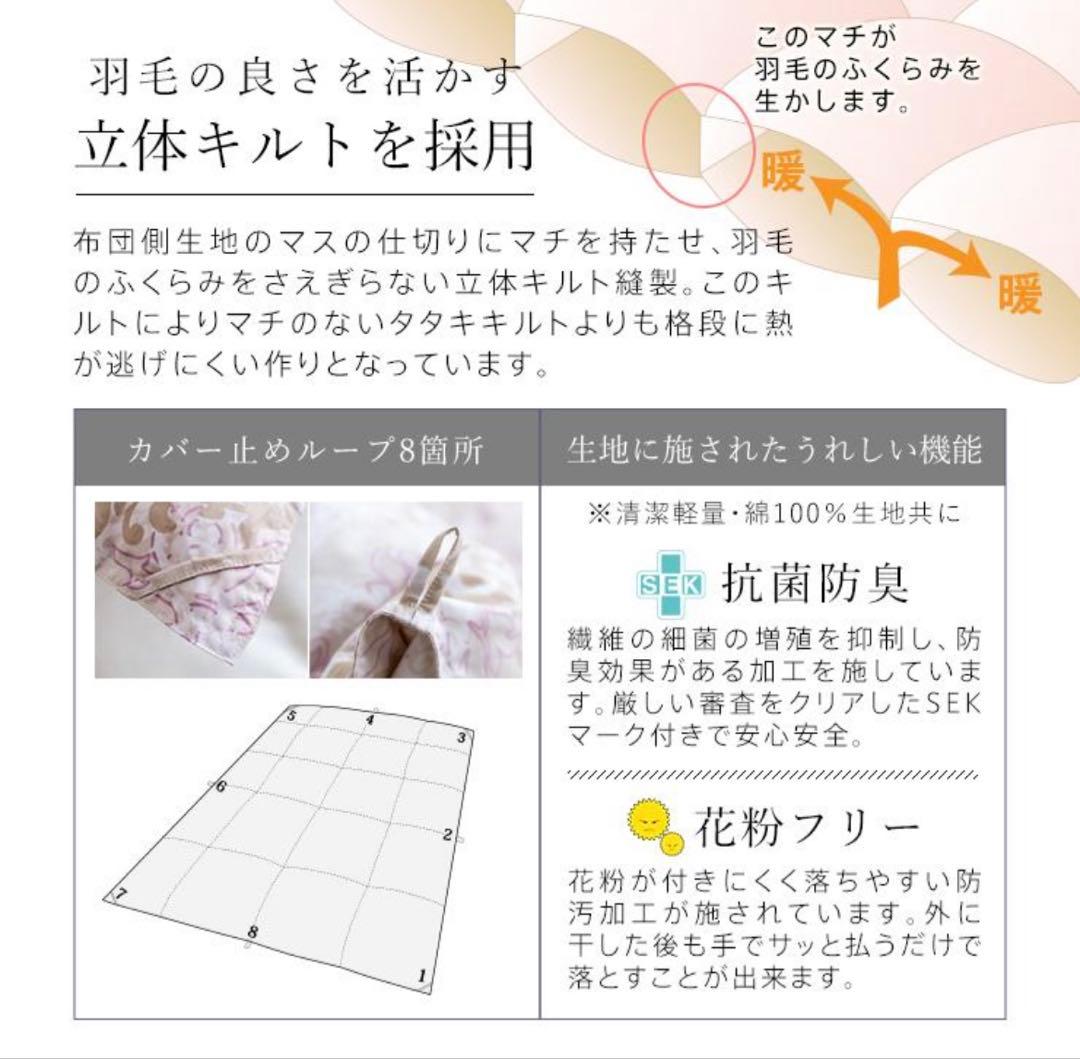 昭和西川　羽毛　掛け　ふとん　SL 日本製　ホワイト　マザーグース　ダウン