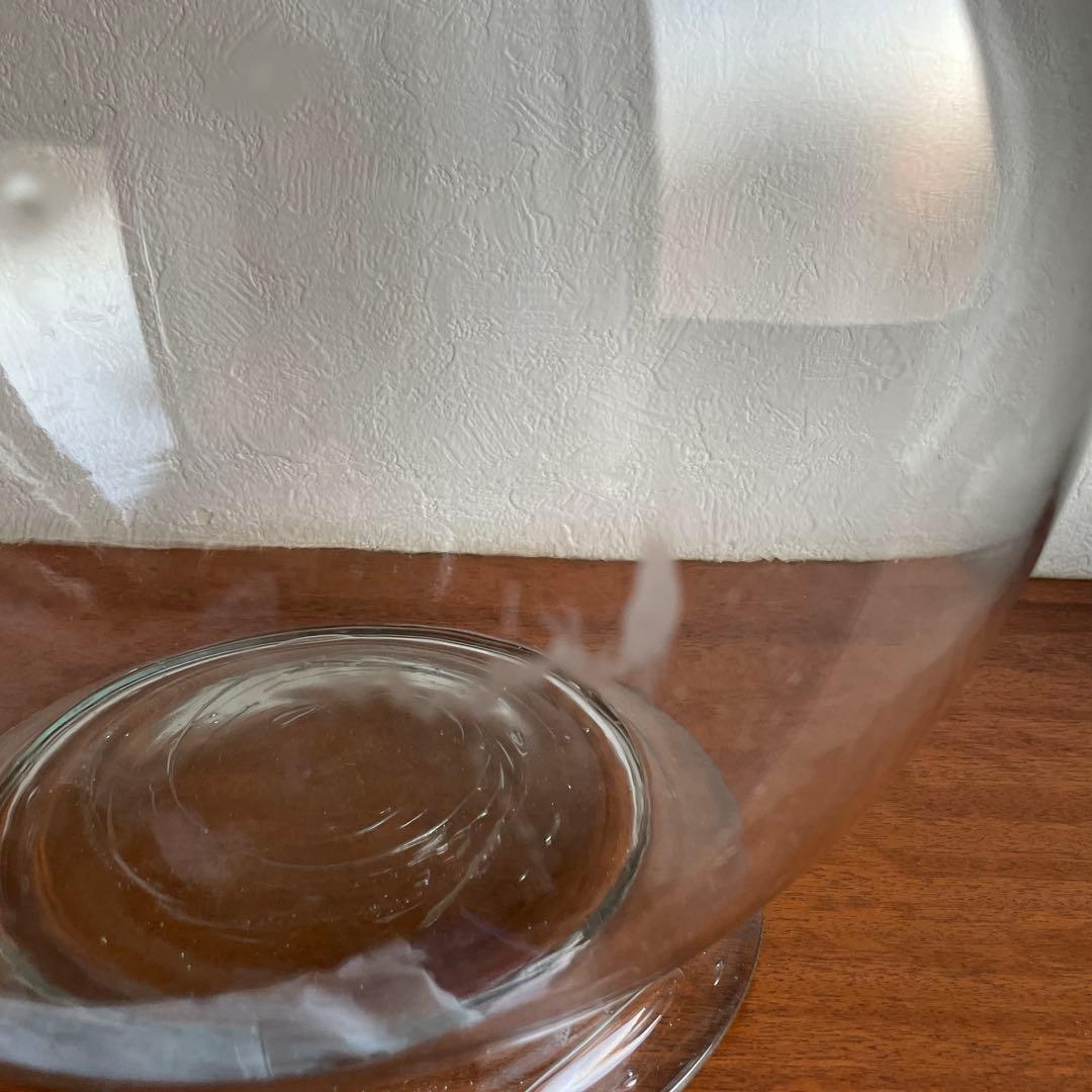 大きなガラスキャニスター 蓋付き　地球瓶　脚付き