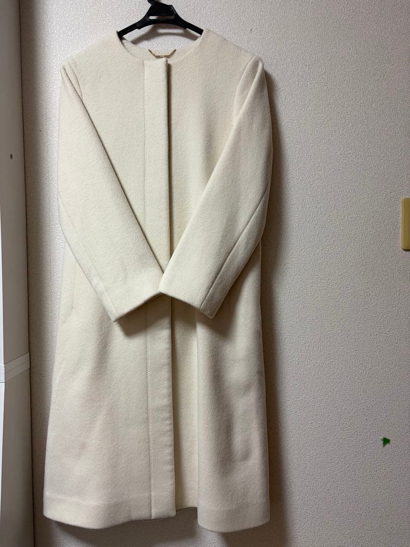 CELFORD カシミヤ混ノーカラーコート アイボリー