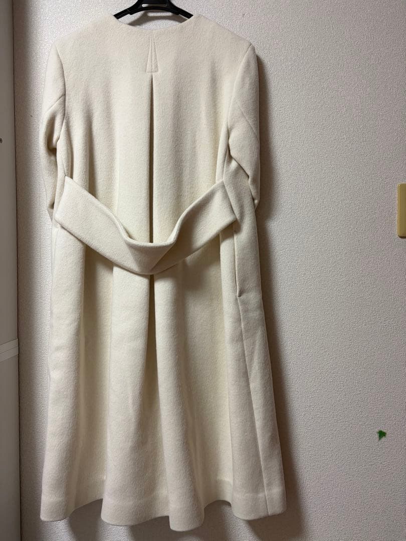 CELFORD カシミヤ混ノーカラーコート アイボリー