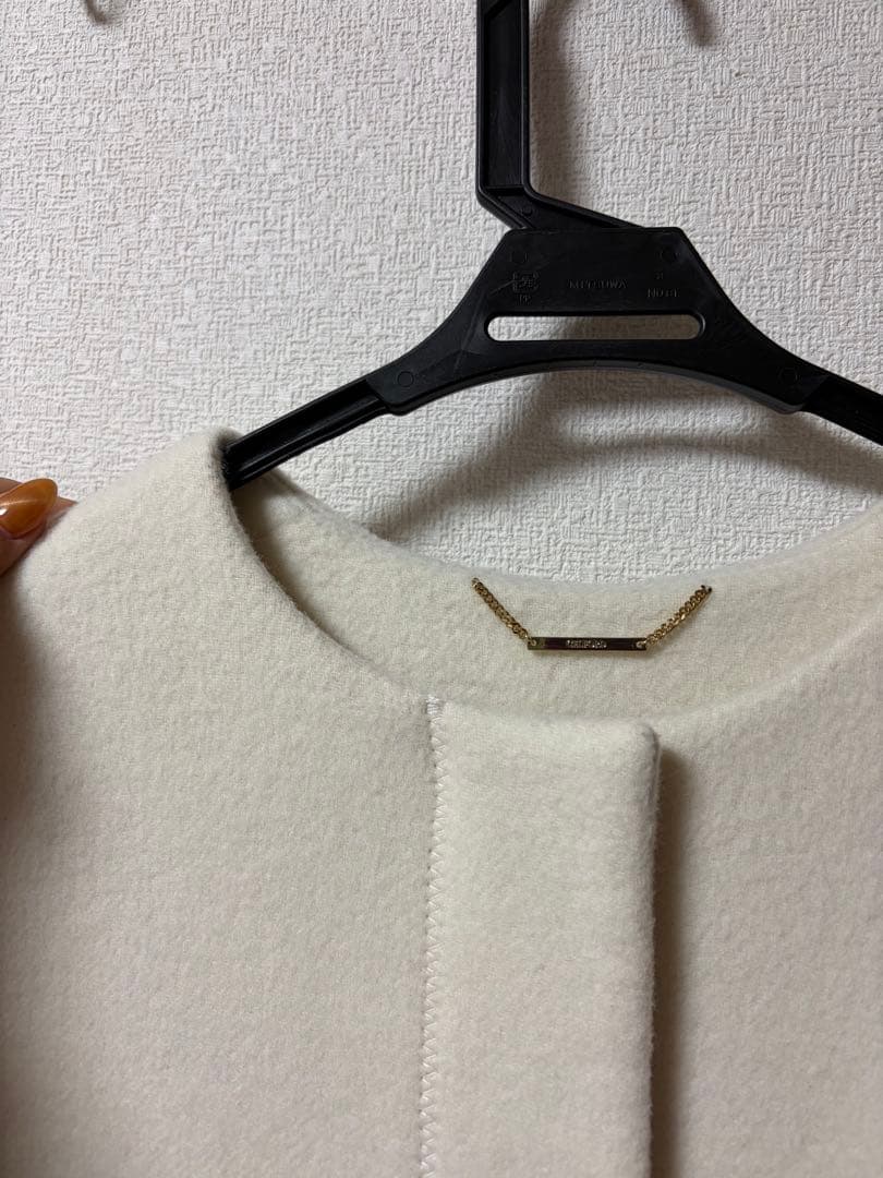 CELFORD カシミヤ混ノーカラーコート アイボリー