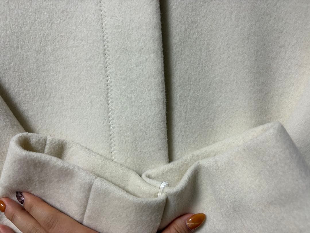 CELFORD カシミヤ混ノーカラーコート アイボリー