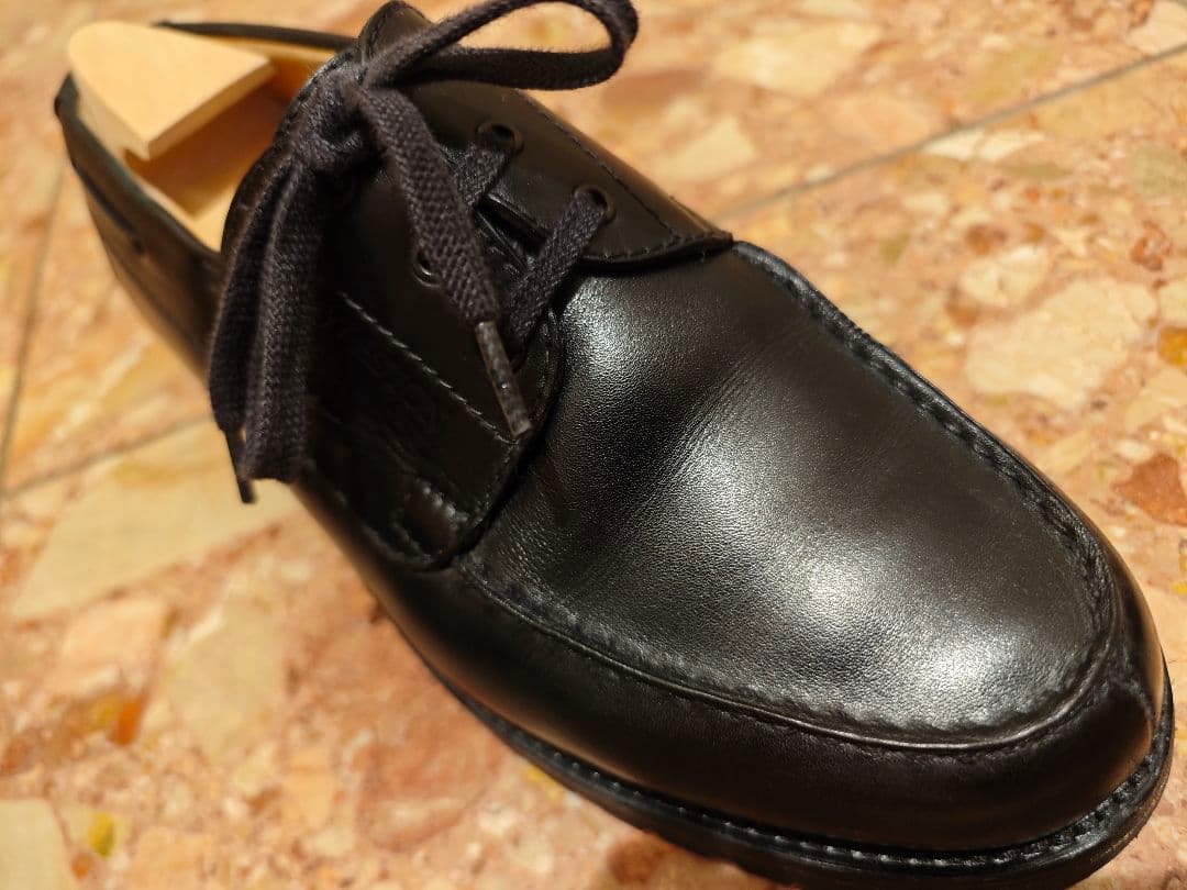 J.M. Weston 黒 レースアップ デッキシューズ