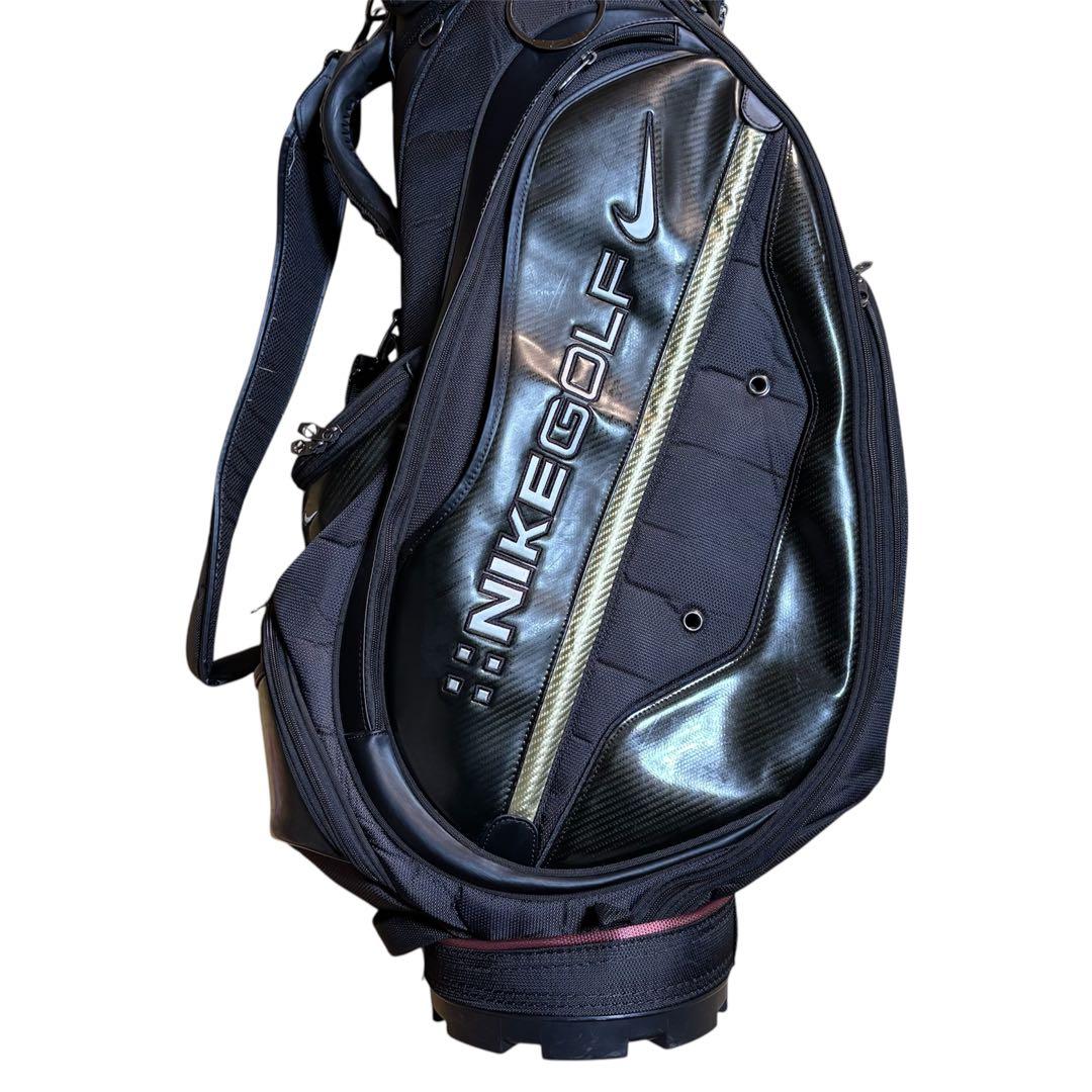 【廃盤品】 ナイキ ゴルフ キャディバッグ エナメル ブラック 黒 9型 6分割