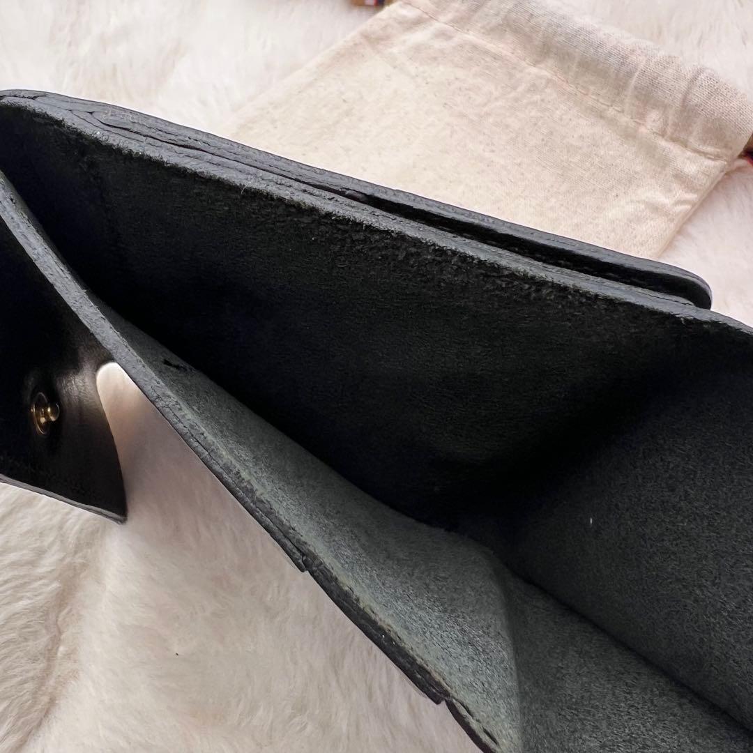 美品✨IL BISONTE 本革 折り財布 ブラック 巾着付