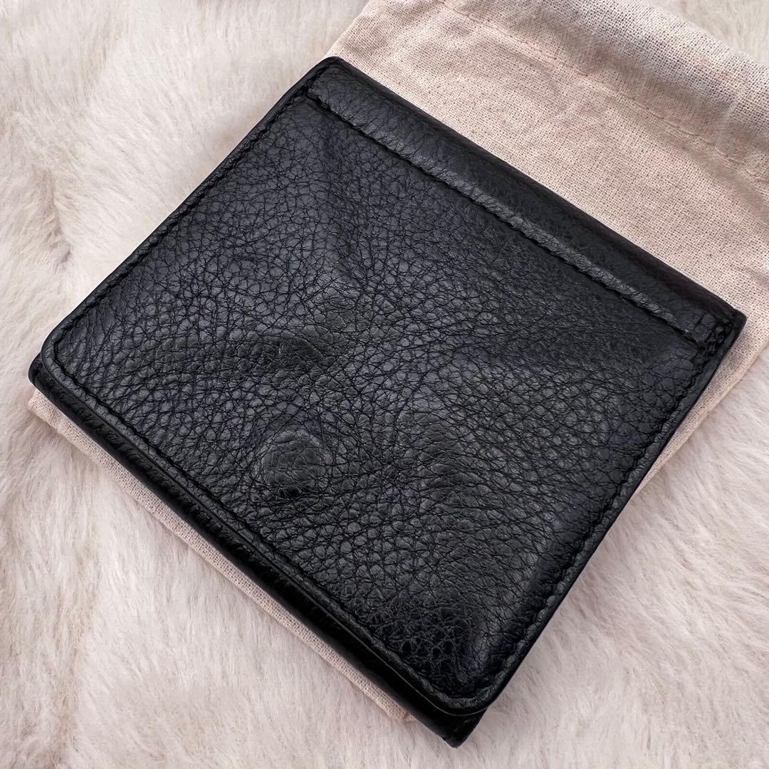 美品✨IL BISONTE 本革 折り財布 ブラック 巾着付