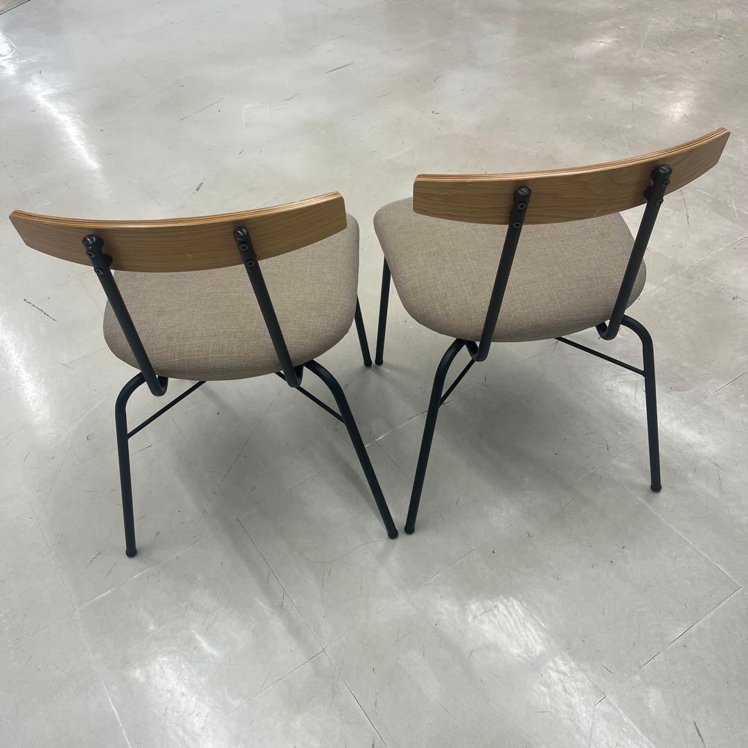 【良品】KANADEMONO ダイニングチェア　アイアン脚　2脚セット　ベージュ