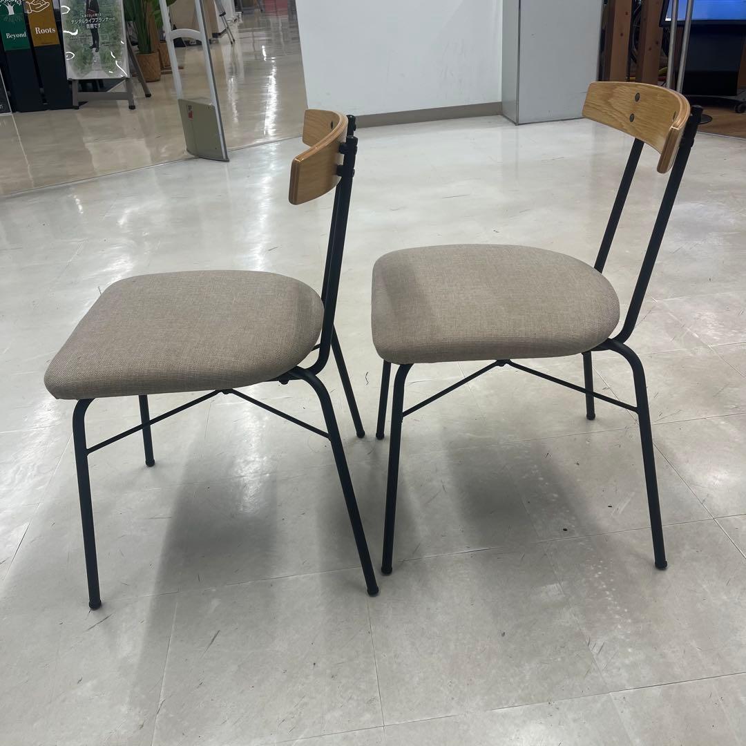 【良品】KANADEMONO ダイニングチェア　アイアン脚　2脚セット　ベージュ
