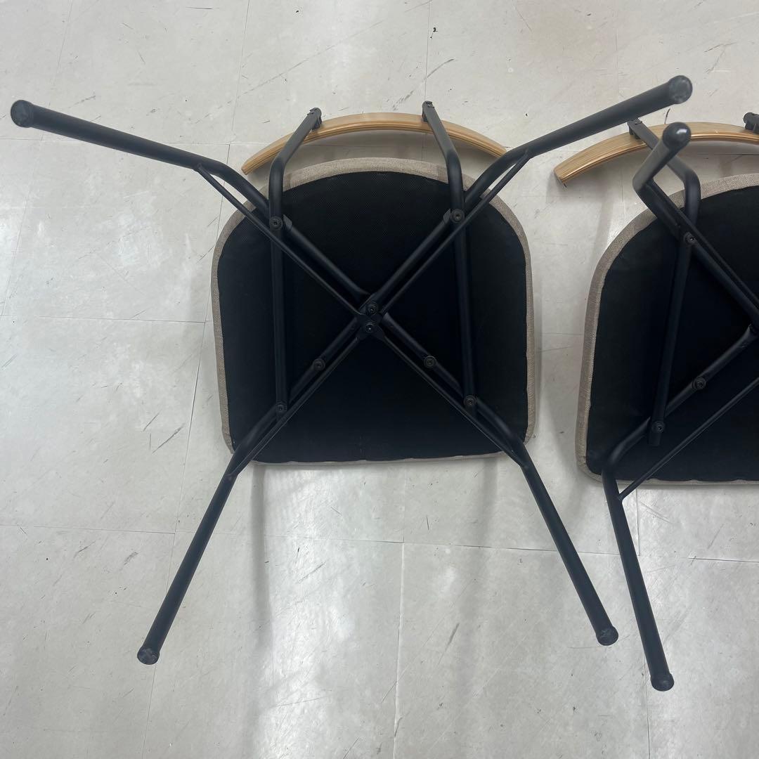 【良品】KANADEMONO ダイニングチェア　アイアン脚　2脚セット　ベージュ