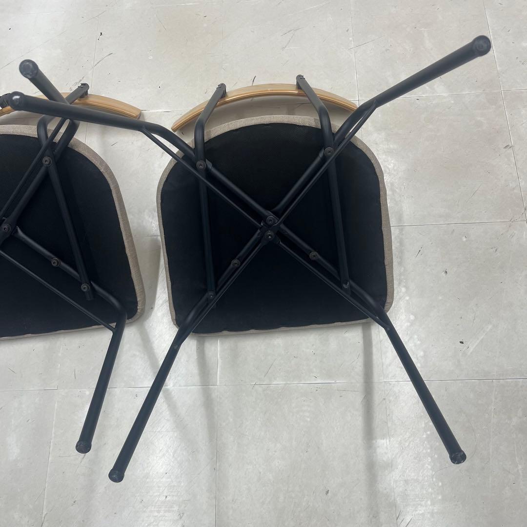 【良品】KANADEMONO ダイニングチェア　アイアン脚　2脚セット　ベージュ