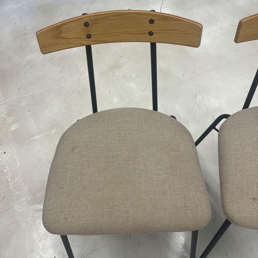 【良品】KANADEMONO ダイニングチェア　アイアン脚　2脚セット　ベージュ