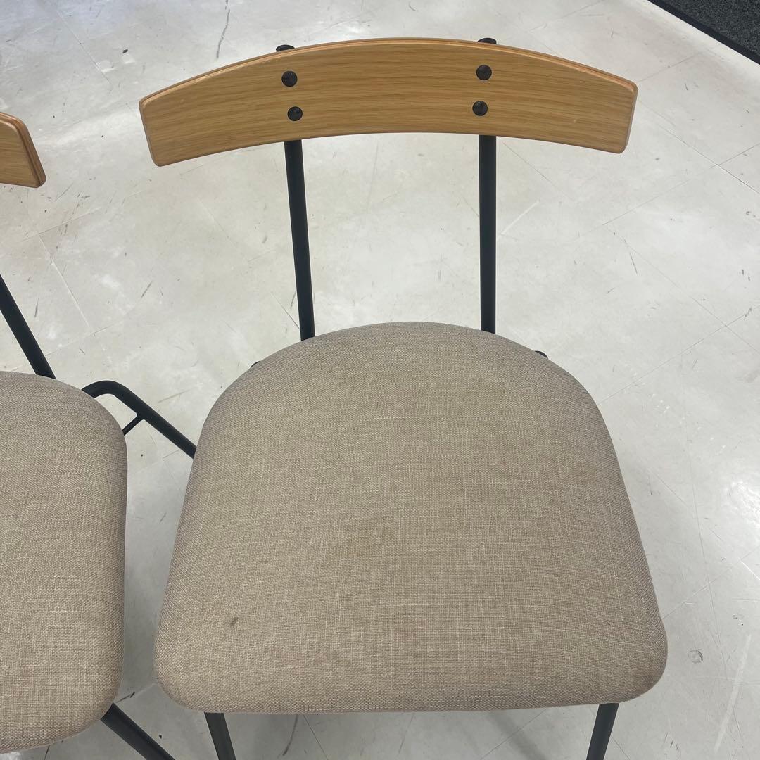 【良品】KANADEMONO ダイニングチェア　アイアン脚　2脚セット　ベージュ