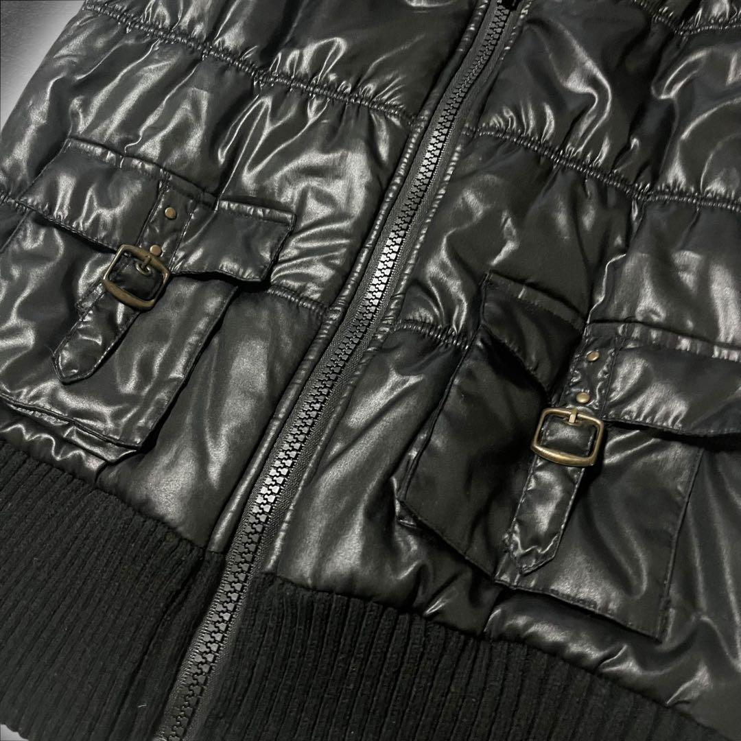 00s y2k ファー ダウンベスト ジャケット 光沢 グランジ archive