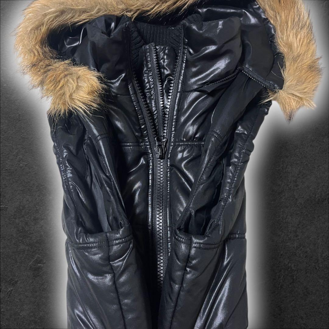 00s y2k ファー ダウンベスト ジャケット 光沢 グランジ archive