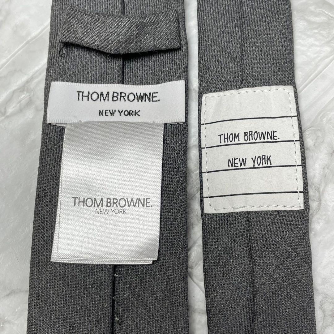 THOMBROWNE トムブラウン　ネクタイ　ソリッドタイ　グレー　トリコロール