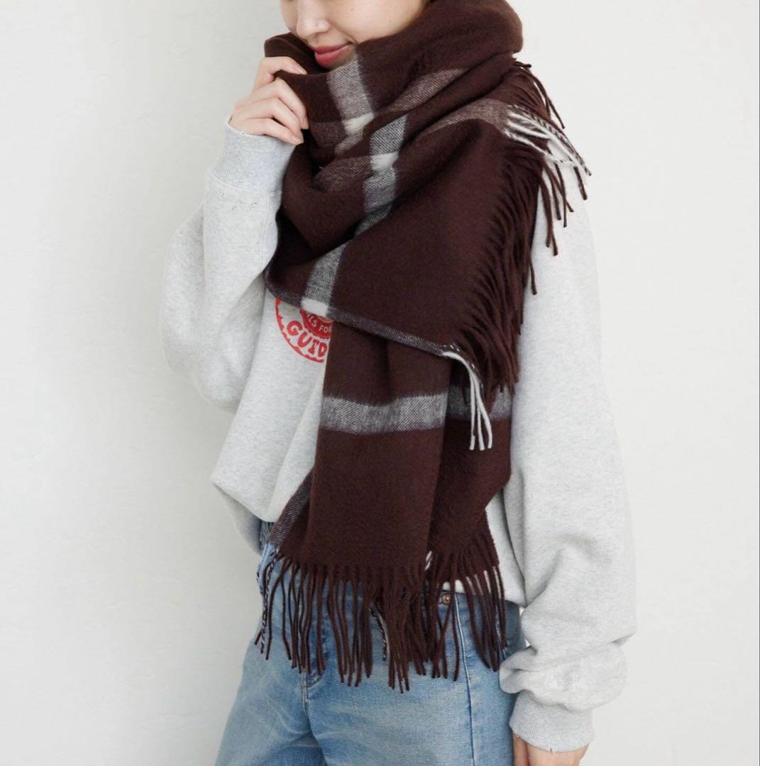 TWEEDMILL/ツイードミル☆チェックストール ブラウン 2025年タグあり