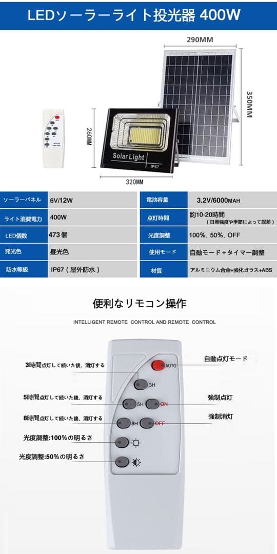 ソーラーライト 太陽光発電 屋外用照明  ソーラー投光器 常夜灯 玄関灯 車庫