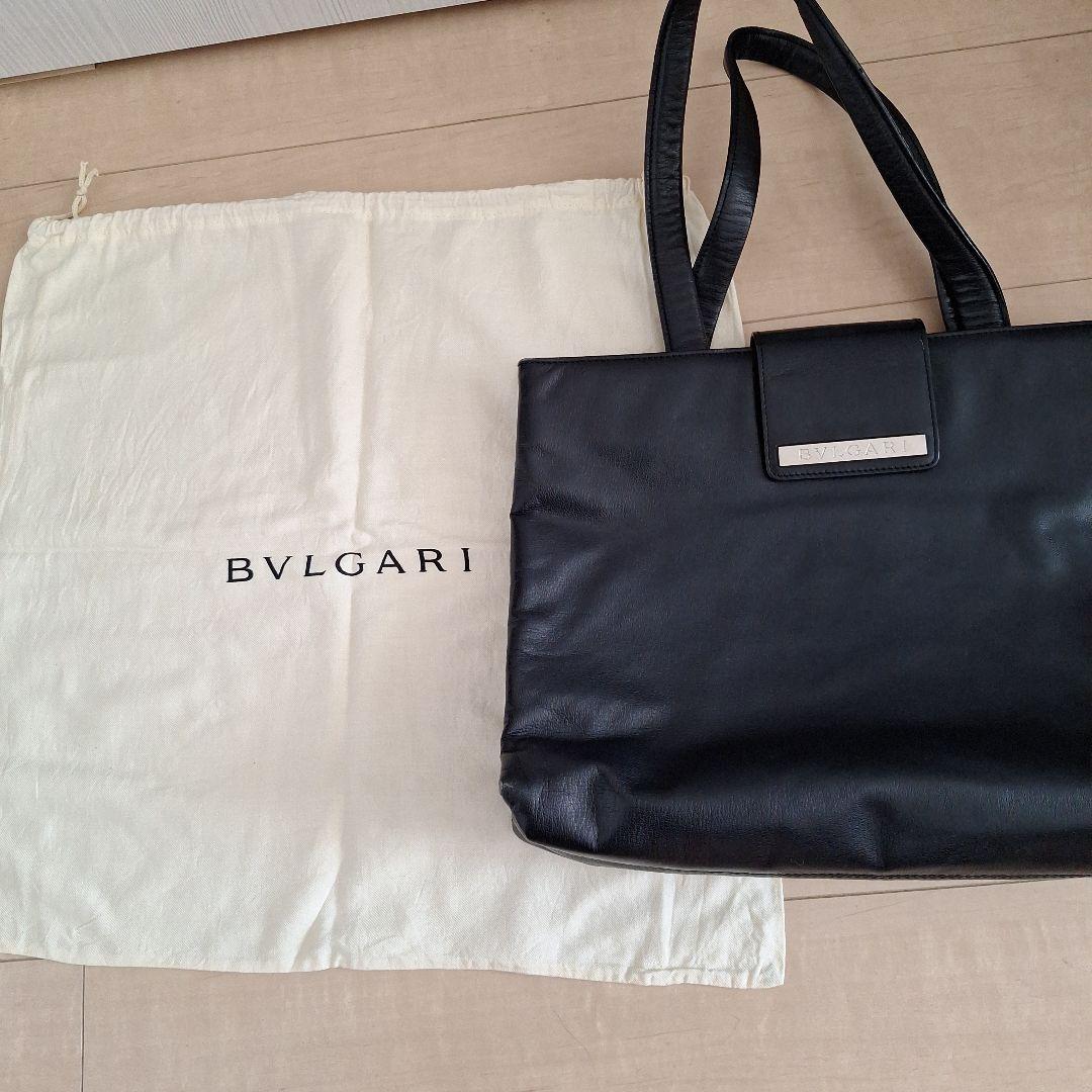 BVLGARI ブラックレザートートバッグ