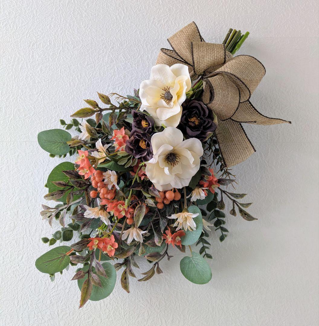 komama 落ち着いた色合いのバラとユーカリのナチュラルスワッグ合計3点