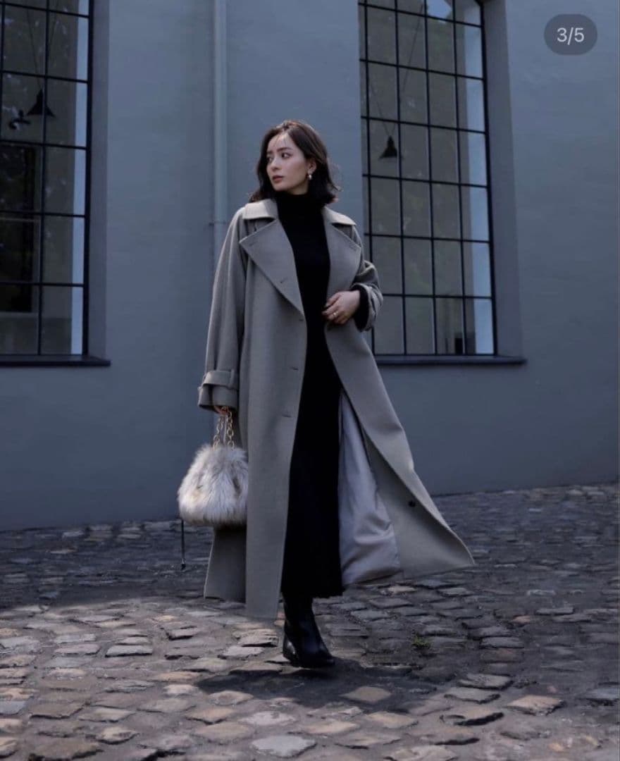 【新品未使用】anuans ウールトレンチコート　アニュアンス　ブルーグレー