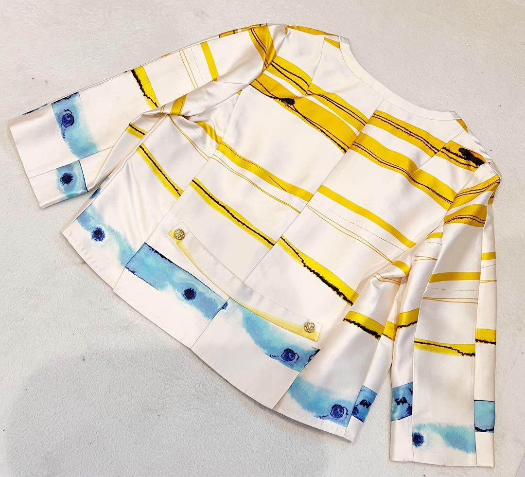 ルイ ヴィトン ノーカラージャケット　シルク　レディース　ホワイト　36 M相当