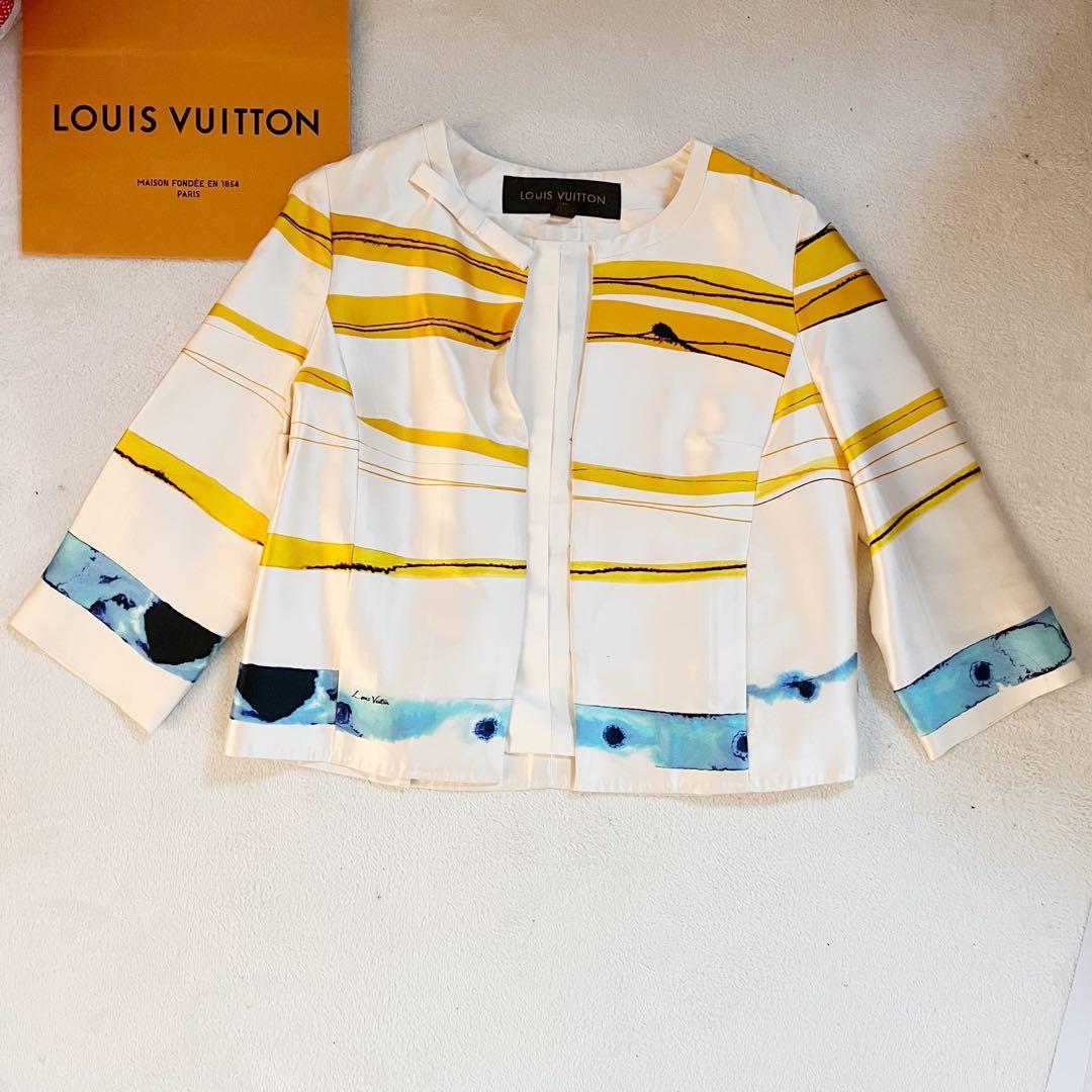 ルイ ヴィトン ノーカラージャケット　シルク　レディース　ホワイト　36 M相当
