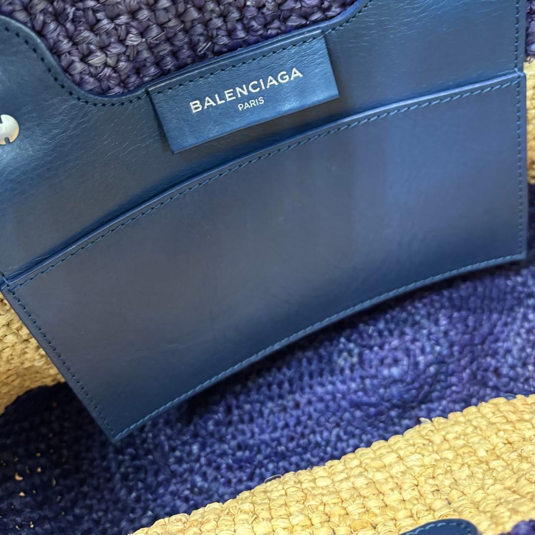 バレンシアガ パニエXS 466498 ハンドバッグ パープル ベージュラフィア