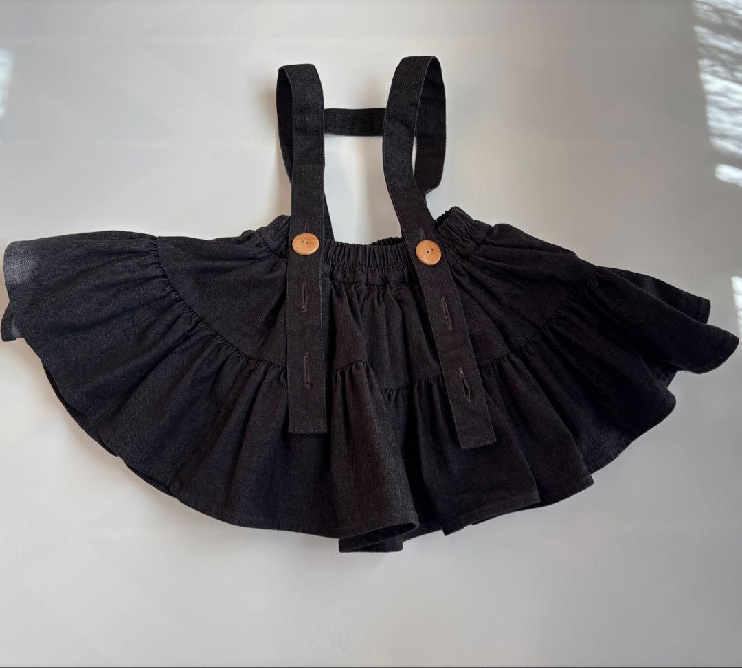 【新品】Wonny Ribbon　Black denim skirt Sサイズ