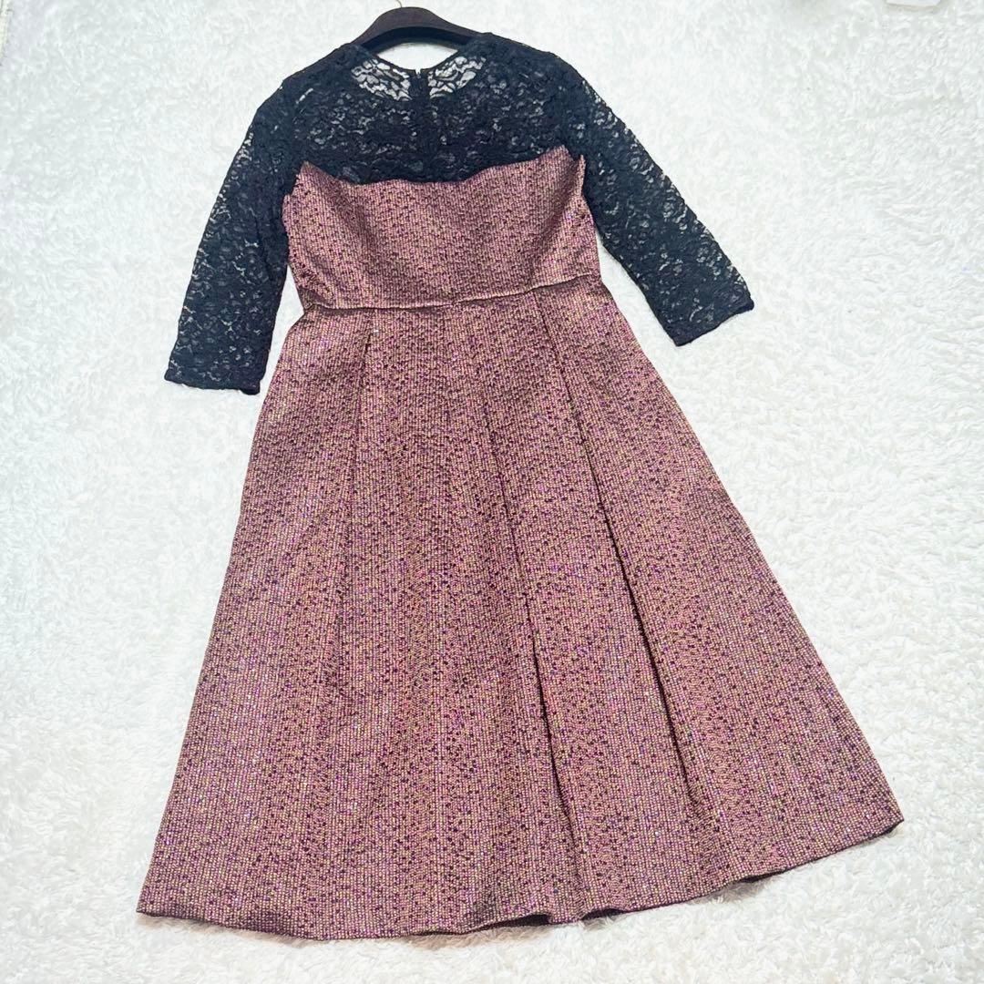 グレースコンチネンタル ジャガード ツイード ラメ レースワンピース 定価5.8