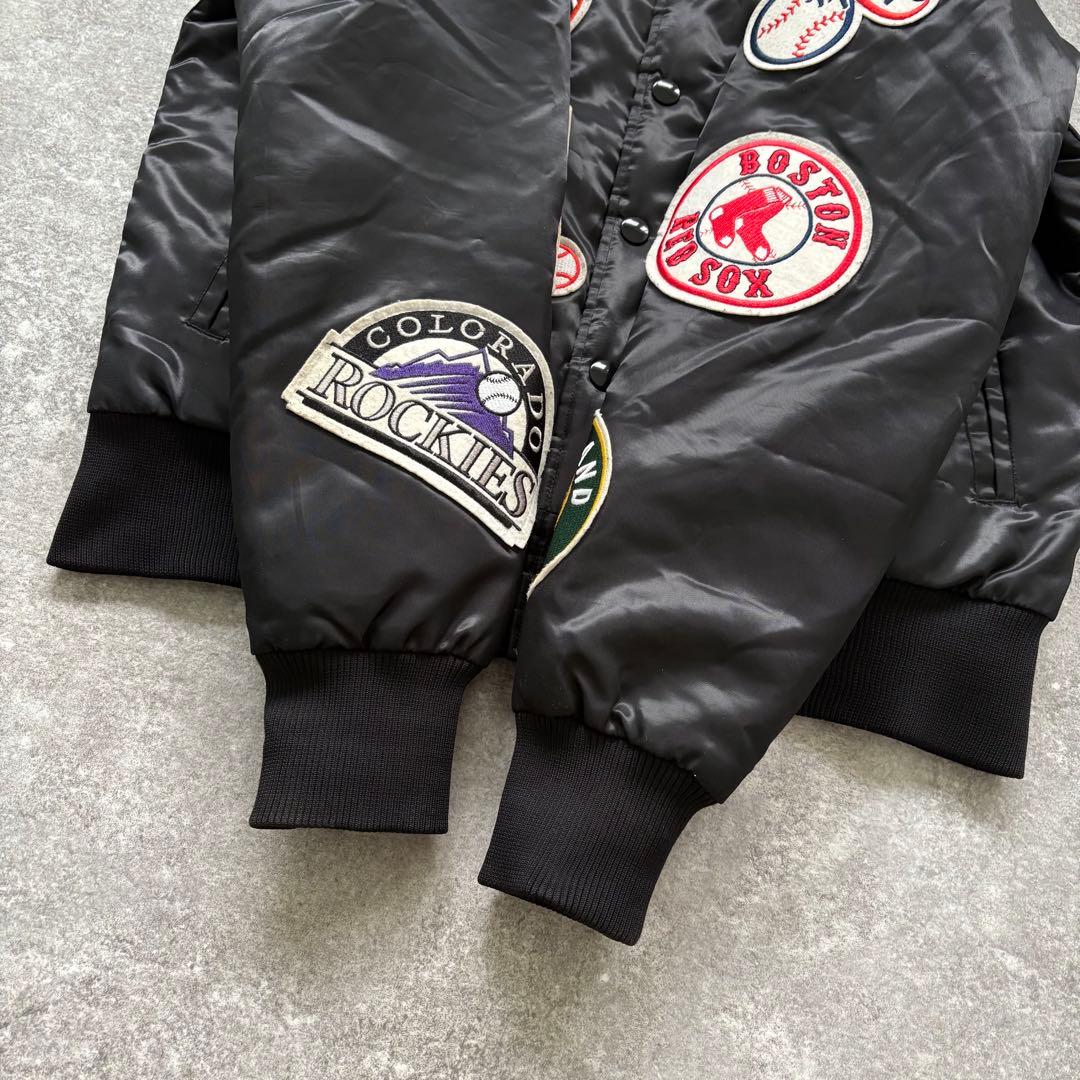 【Majestic】マジェスティック ワッペン総柄 スタジャン キルティング 黒