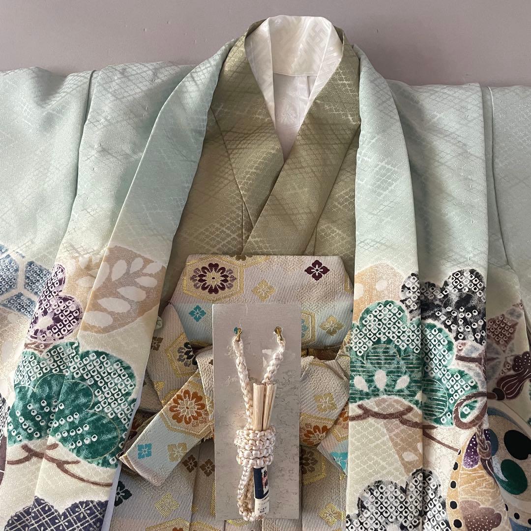 美品　七五三　5歳　羽織　袴セット　水色