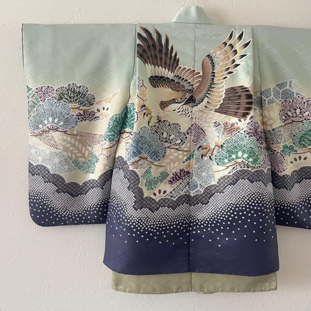 美品　七五三　5歳　羽織　袴セット　水色