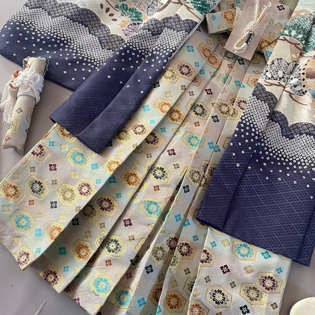 美品　七五三　5歳　羽織　袴セット　水色