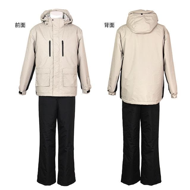 スキーウェア メンズ 上下セット 超撥水 チケットホルダー付 ベージュ M