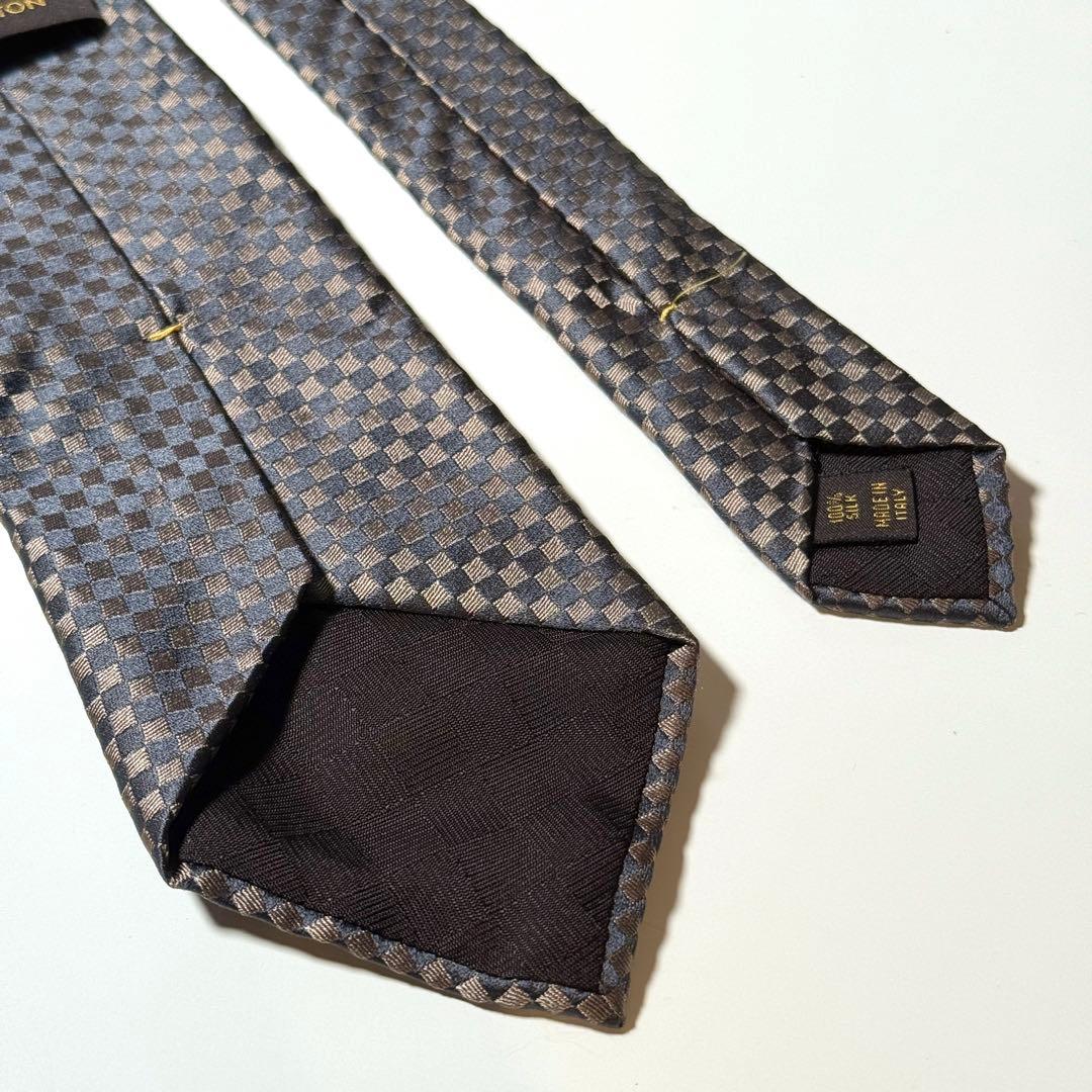【美品】 LOUIS VITTON ルイヴィトン ダミエ柄 ネクタイ ナロータイ