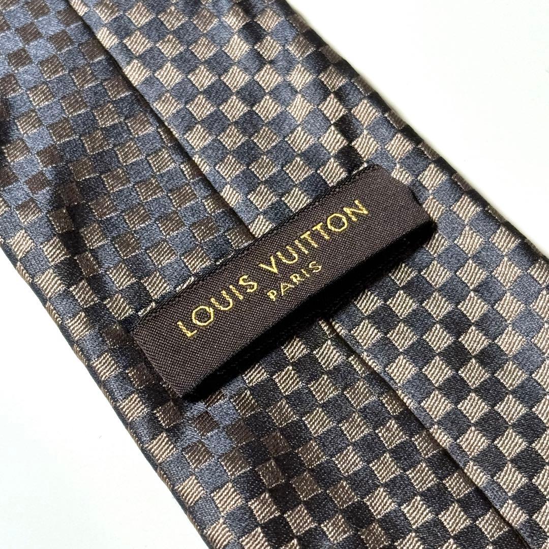 【美品】 LOUIS VITTON ルイヴィトン ダミエ柄 ネクタイ ナロータイ