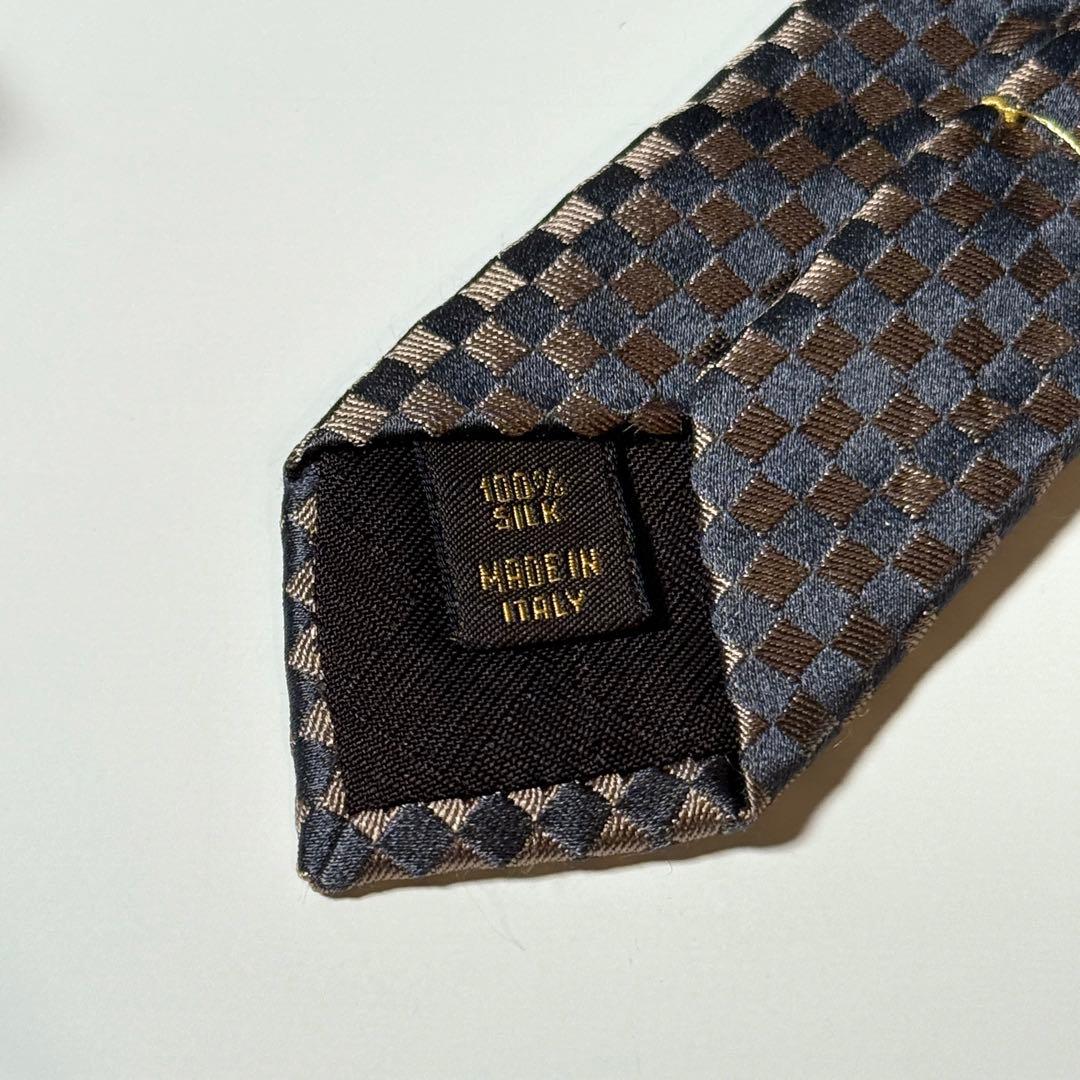 【美品】 LOUIS VITTON ルイヴィトン ダミエ柄 ネクタイ ナロータイ