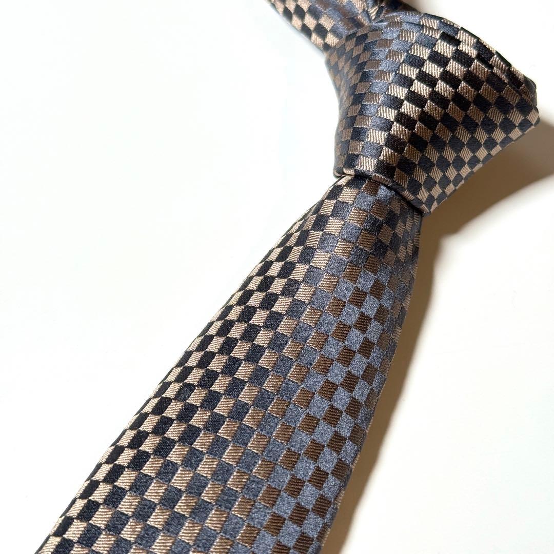 【美品】 LOUIS VITTON ルイヴィトン ダミエ柄 ネクタイ ナロータイ
