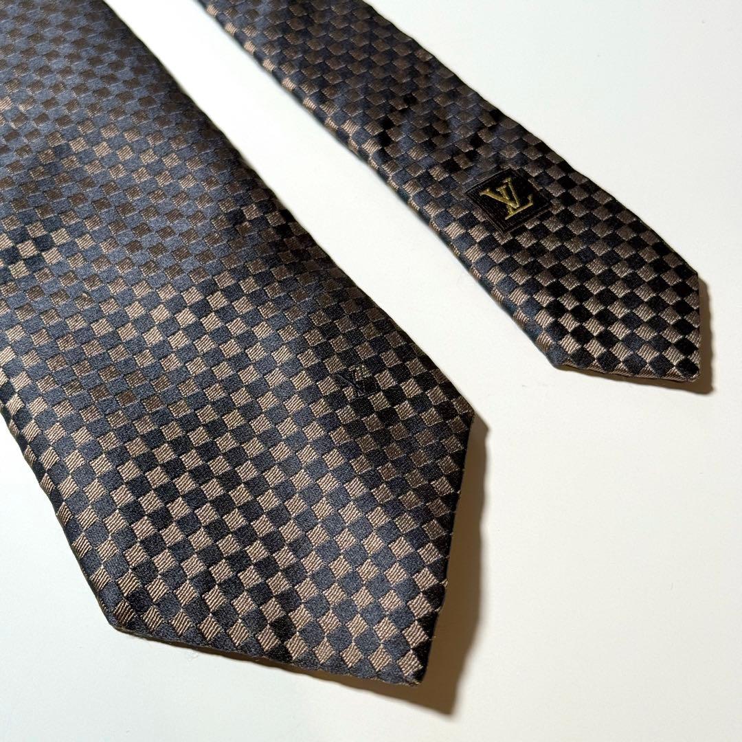 【美品】 LOUIS VITTON ルイヴィトン ダミエ柄 ネクタイ ナロータイ