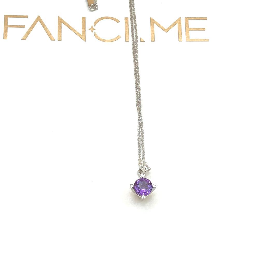 未使用 FANCIME PT950 天然アメジスト ダイヤモンド ネックレス
