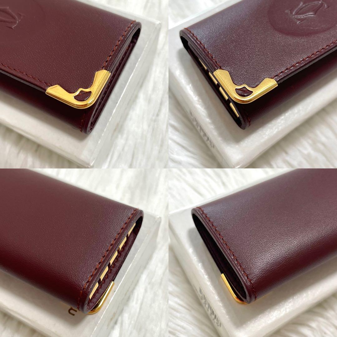 【✨未使用✨】カルティエ　キーケース　4連　マストライン　ボルドー　レザー