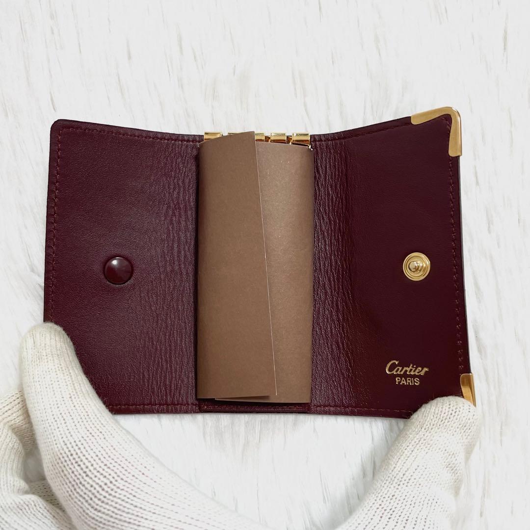 【✨未使用✨】カルティエ　キーケース　4連　マストライン　ボルドー　レザー